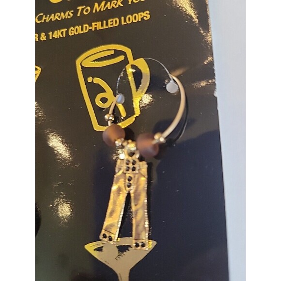 Western Themed Wine Glass Charms 14K Filled over Sterling Silver Loops Set Of 4 - Picture 3 of 8